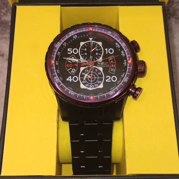 Invicta Aviator Black and Purple Watch in Yellow Box - Picture 2 of 6